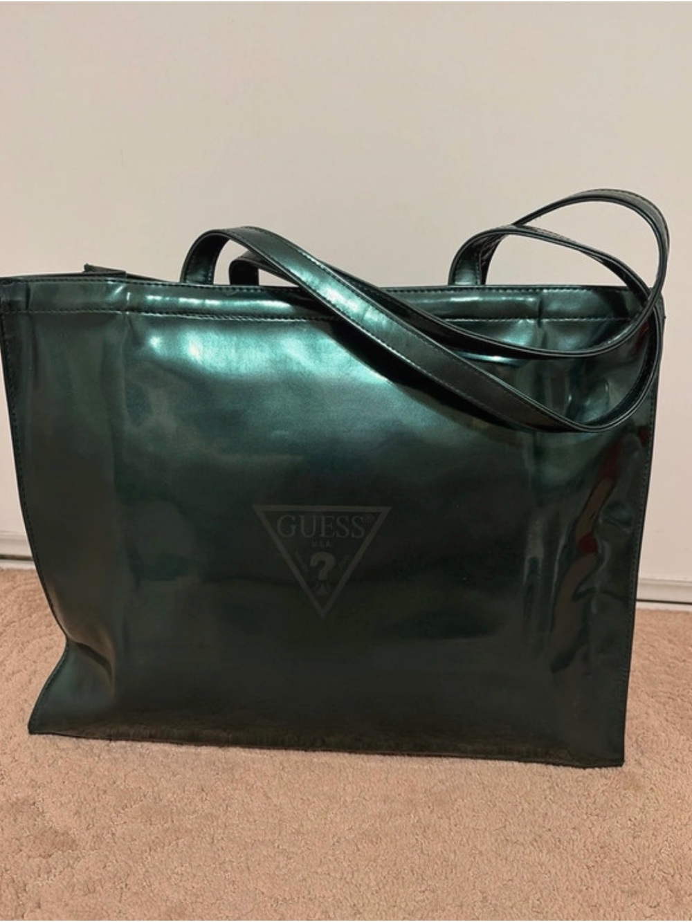GUESS Metallic Emerald Green Tote Bag
